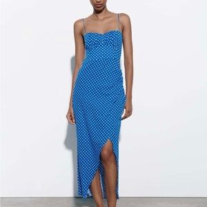 Blue Zara Polka dot dress, size small